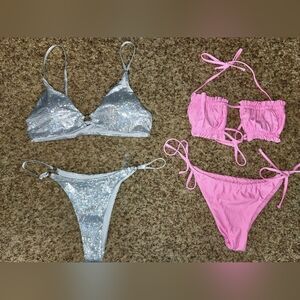 Bundle Bikini Split Two Piece Swimsuit, Sexy Bandeau Style